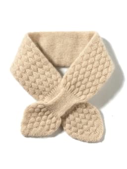 Women 100% Pure Cashmere Knitted Small Bowknot Scarf Neckerchief Moss Stitch Soft Neck Warmer Ring Collar Female Boutique Acc
