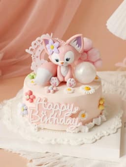 Cute Pink Fox Bow flower Rainbow Cake Toppers Girl's Birthday Dessert Decoration for Children's Day Party Supplies Lovely Gifts