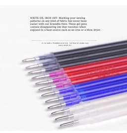 12Pcs BIG Erasable Refill Pens High Temperature Disappearing Fabric Marker Pen for Patchwork Fabric PU Leather Mark Sewing Tool