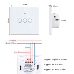 White Black 1/2/3 Gang 2Way RF433MHZ Wifi Touch Switch Smart Home Wall Light Support Alexa Tuya App Remote