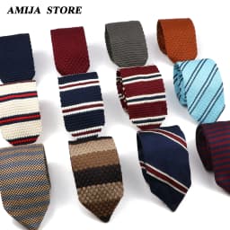 Men's Pointed Knitted Tie Solid Color Striped Warm British Gentleman Neck Gifts For Men Classic Woven Designer Daily Wear Cravat