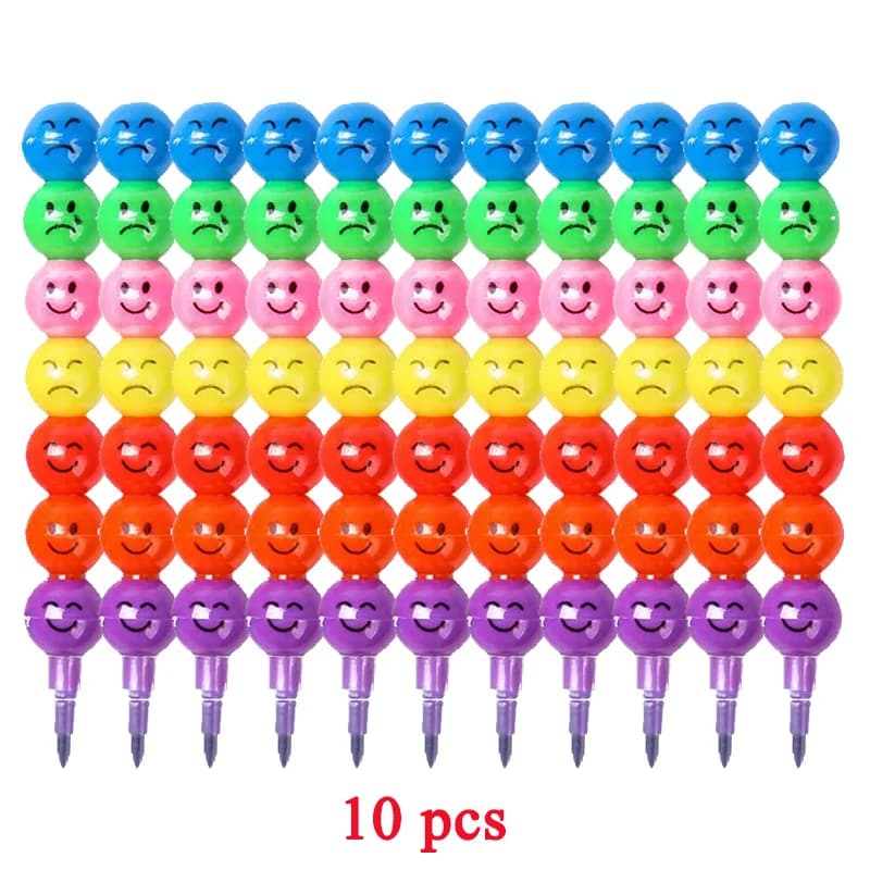 1/5/10 Pcs Creative 7 Colors Sugar-Coated Round Gourd Crayon Cartoon Graffiti Pen Fun Learning Stationery Gifts For Kids