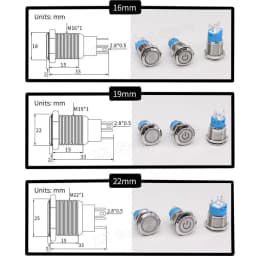 19mm 22mm Two-color Metal Push Button Switch With Waterproof Lamp Doorbell Car Momentary/Reset Latching/Fixation 12V 24V 220V