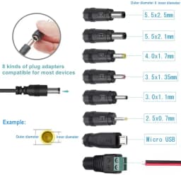 Universal AC Adapter 12V 2A Power Supply Charger 24W AC110V to DC12V 2000mA 1500mA 1000mA 500mA Power Driver 8 DC Plug Tips 12 V