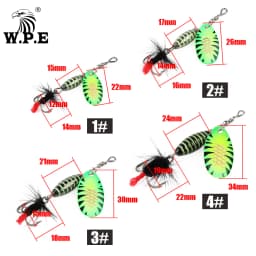 W.P.E Fishing Lure Rotating Sequins Spoon Spinner Bait Brass High Carbon Steel Hook 3.7g 5.3g 8.2g 10.5g Wobblers Bass Pesca
