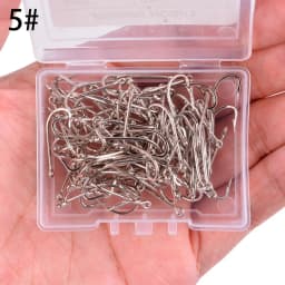 100pcs Silver Hooks High Carbon Steel Big Long Shank Fishing Hooks Sea Pint Hook Fishhook Set with Eyes Barb Fishing Accessories