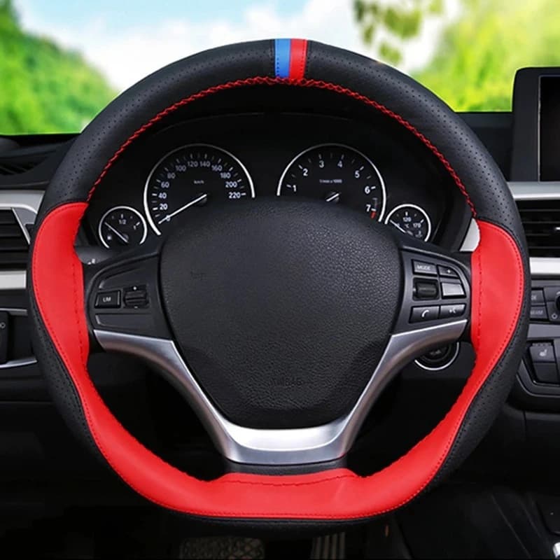 Anti-slip Fiber Leather DIY 38cm Car Steering Wheel Cover Case With Needles And Thread Automobile Interior Accessory Universal