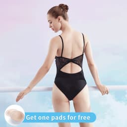 Ballet Leotards for Women Condole Belt Dance Wear Girl Adult Cotton Lace Splice Dance Clothes Black Gymnastics Bodysuit