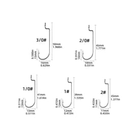50pcs/box Fishing Offset Worm Hooks EWG-Offset Mixed Size Fishing Hooks Round Bend Offset Worm Hooks Wide Gap with Barbed Shank