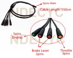 Ebike 1T4 1T5 Julet Waterproof Cable 2 3 4 5 9 Pin Extension Cable for Display Controller Brake Light Throttle Conversion Line