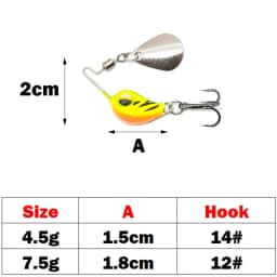2022 New 4.5g/7.5g Metal VIB Micro Fishing Lure Spinner Sinking Rotating Spoon Pin Crankbait Sequins Baits Fishing Tackle