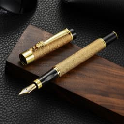 New Luxury Pen High Quality Frosted Golden Dragon Business Office Fountain Pen Student School Stationery Supplies Ink Pens