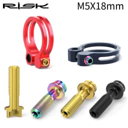 RISK 2PCS M5*18mm Bike Stem Handlebar Fixing Titanium Ti Bolts Fixed Screws Hollow Lightweight for MTB Bicycle Seat Post Clamp