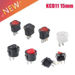 5PCS KCD 15mm KCD11 Rocker Switch 2PIN I/O Button Power Switches Small Size Round KCD-15