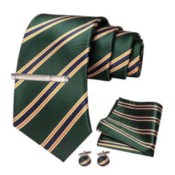 JEMYGINS Men Green Ties Striped Tie Paisley Wedding Tie For Men Necktie Hanky Cufflink Set Party Business Fashion Designer