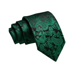 Blue Green Paisley Neck Ties For Men Luxury 8cm Wide Silk Wed Tie Pocket Square Cufflinks Tie Clips Set Christmas Gifts For Men