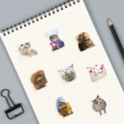 10/25/50pcs Funny Cat Meme Stickers Graffiti Animal Decals for Travel Luggage Water Bottle Scrapbook Phone Laptop Refrigerator