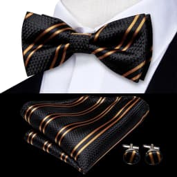 Hi-Tie Brand Silk Mens Bowtie Hanky Cufflinks Set Black Red Blue Gold Green White Pre-tied Butterfly Knot Bow Tie Wedding Work
