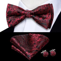 Hi-Tie Brand Silk Mens Bowtie Hanky Cufflinks Set Black Red Blue Gold Green White Pre-tied Butterfly Knot Bow Tie Wedding Work