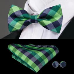 Hi-Tie Brand Silk Mens Bowtie Hanky Cufflinks Set Black Red Blue Gold Green White Pre-tied Butterfly Knot Bow Tie Wedding Work