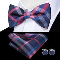 Hi-Tie Brand Silk Mens Bowtie Hanky Cufflinks Set Black Red Blue Gold Green White Pre-tied Butterfly Knot Bow Tie Wedding Work