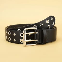 Pentagonal Star Rivet Women's Belt Double Row Needle Buckle Fashion Men's Belt Leather Belt Hip Hop Punk Rock Style Jeans Belt