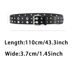 Pentagonal Star Rivet Women's Belt Double Row Needle Buckle Fashion Men's Belt Leather Belt Hip Hop Punk Rock Style Jeans Belt