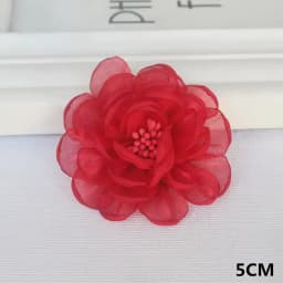 10PCS/Lot Red Series Rose Camellia Chiffon Fabric Flower For Wedding Invitation Artificial Flowers For Dress Decoration