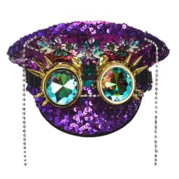 Corzzet Luxury Silver Sequined & Diamonds Club Party Rave Rock Cosplay Accessories Steampunk Military Hat Masquerade Costumes