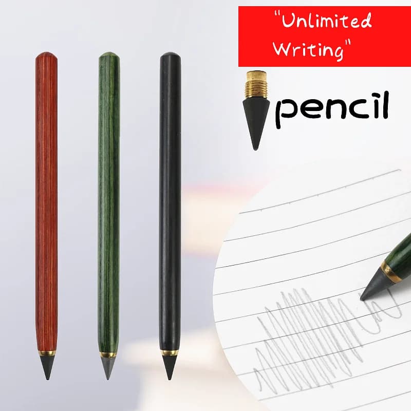Wood Pencil HB Unlimited Writing Pencil No Ink Eternal Pencils Art Sketch Painting Tools Novelty Stationery School Supplies