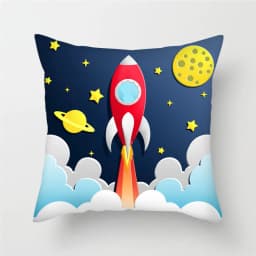 Cartoon Astronaut Rocket Spaceship Sofa Home Bedroom Decoration Pillowcase Kids Room Space Theme Cushion Cover