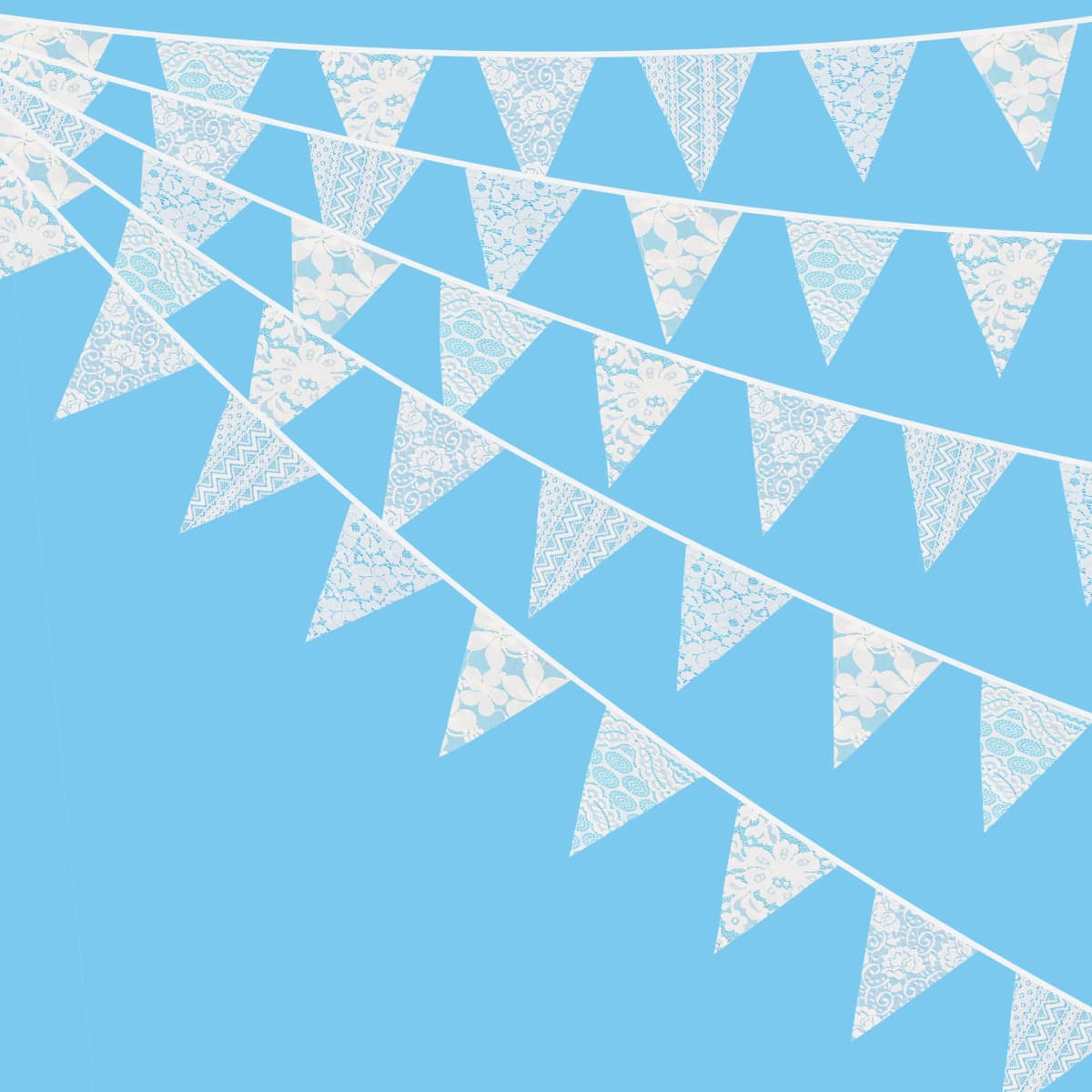 10M 36 Pennant Lace Hessian Flags Birthday Carnival Fabric Bunting Wedding Party Decor Banner Home Baby Shower Garland