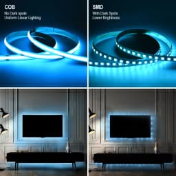 COB RGB LED Strip Lights 576 LEDs/m High Density Flexible Dimmable FCOB Led Tape Colorful Rope Lighting DC12V 24V