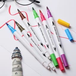 Double-Head Washable Color Marker Set Soft Fiber Brush Pen Fine Nib Art Supplies for Artist Korean Stationery School Supplies
