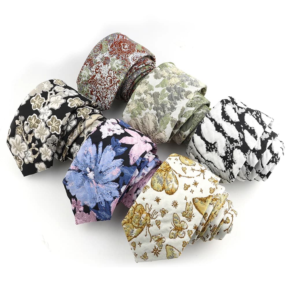 Men's Ties Floral Leaves And Plants Brown Pink White Neckties Leisure Business Shirt Suit Daily Wear Cravat Wedding Party Gifts