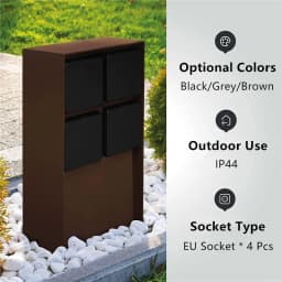 4-Way Outdoor Sockets Waterproof 3680W 16A EU Plug Energy Column Multi-socket Garden Socket For Lawn Mower BBQ Garden lighting