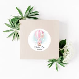 Custom Welcome Baby Hot Air Balloon Animals Birthday Party Labels Favors Round Sticker Baby Shower Personalise Travel Sticker
