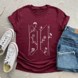 Floral Logo T-Shirt Kpop Fan Apparel Korean Shirts Kpop Vintage Harajuku Fashion Y2K Men Women Short Sleeves Tops Fans Gift