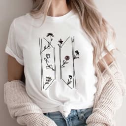 Floral Logo T-Shirt Kpop Fan Apparel Korean Shirts Kpop Vintage Harajuku Fashion Y2K Men Women Short Sleeves Tops Fans Gift