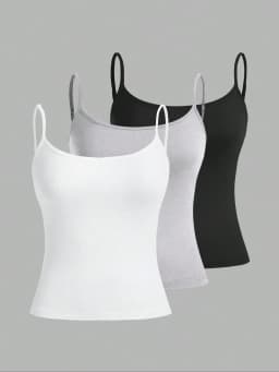 European and American Spring, Summer and Autumn Solid Color Daily Casual Adjustable Suspender Vest Three-Piece Set