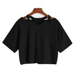 Y2k Crop Tops Women's Graphic Short Sleeve V-neck Cropped T Shirt 90s Vintage Tshirt Woman Summer Sexy T-shirt