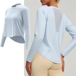 2026 Spring Summer New Women's Yoga Top Loose Mesh Breathable Sports Long Sleeve T-shirt Basic Solid Color Top Riding Clothes