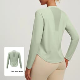 2026 Spring Summer New Women's Yoga Top Loose Mesh Breathable Sports Long Sleeve T-shirt Basic Solid Color Top Riding Clothes