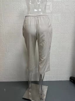European and American Cross-Border New Summer Cotton and Linen Pocket Elastic Casual Pants for Women Five Quarter Pants