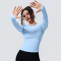 Woman's Yoga Long Sleeved Gym Sports Running Top Slim Breathable Soild Color Fitness Top Running Shirts Gym Top Yoga Sport Top