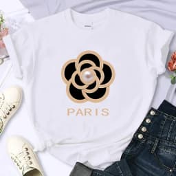Luxury brand flower women's high-quality summer printed T-shirt casual oversized Y2k personalized sleeve O-neck women clothing