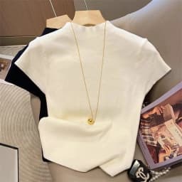2026 Basic Turtleneck Solid Thin Summer Pullover Women Female Knitted Sweater Slim Short Sleeve Bodycon Sweater
