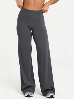 Mid Waist Yoga Straight Leg Pants Soft Wide LegTrousers Naked Feel Fitness Compression Leggings Pilates Running Sports Trousers