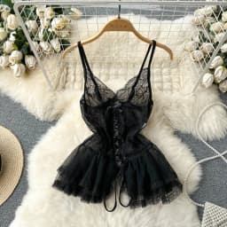 Women's Sexy Mini Dress Lingerie Cosplay Maid Cute Bowknot Lace Hotsweet Casual Dresses Party Club Costume Camisole Mini Dresses