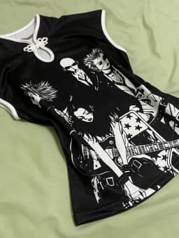 Anime Rock Print Cheongsam Top Women Frog Button Detail Y2K Aesthetic Streetwear 2026